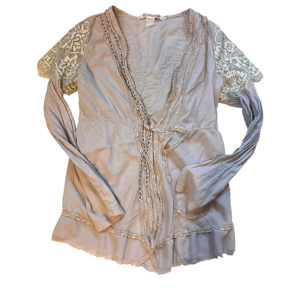 Vintage Monoreno Boho Lace Cardigan - Taupe Sz Med Romantic Fairycore Layer